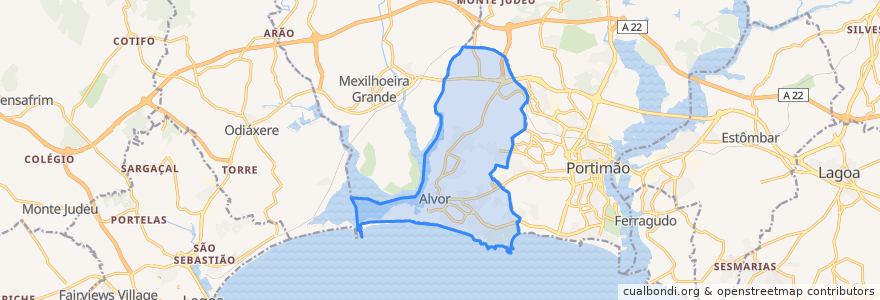 Mapa de ubicacion de Alvor.