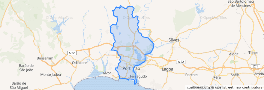 Mapa de ubicacion de Portimão.