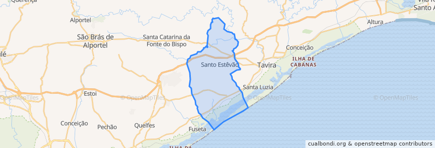 Mapa de ubicacion de Luz de Tavira e Santo Estêvão.