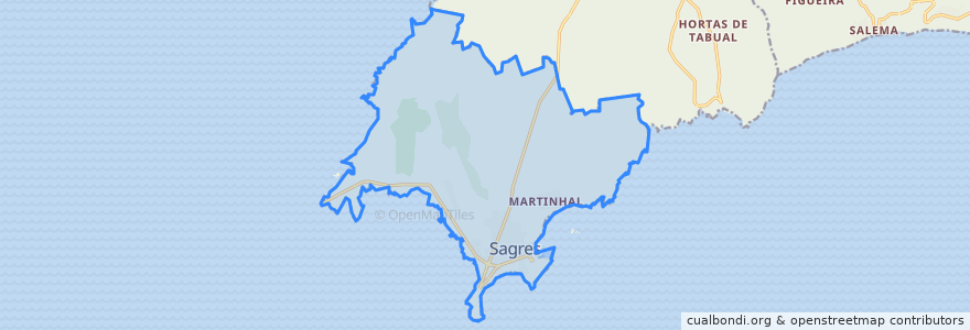 Mapa de ubicacion de Sagres.