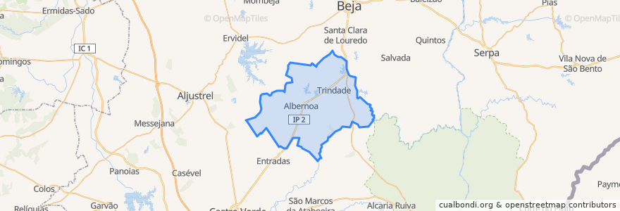 Mapa de ubicacion de Albernoa e Trindade.