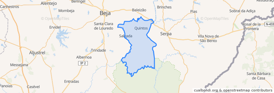 Mapa de ubicacion de Salvada e Quintos.