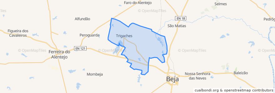 Mapa de ubicacion de Trigaches e São Brissos.