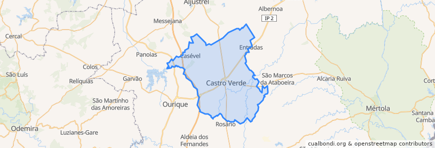 Mapa de ubicacion de Castro Verde e Casével.