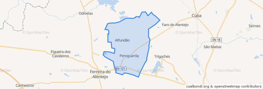 Mapa de ubicacion de Alfundão e Peroguarda.