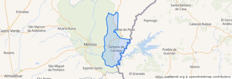 Mapa de ubicacion de Santana de Cambas.