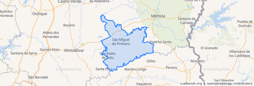 Mapa de ubicacion de São Miguel do Pinheiro, São Pedro de Solis e São Sebastião dos Carros.