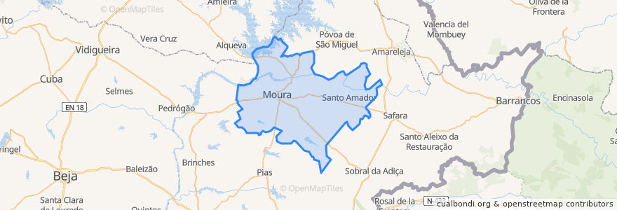 Mapa de ubicacion de Moura (Santo Agostinho e São João Batista) e Santo Amador.