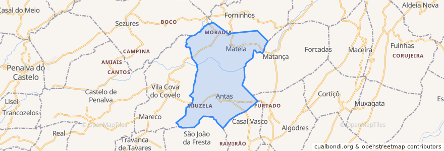 Mapa de ubicacion de Antas e Matela.