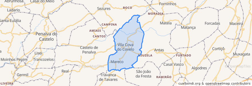 Mapa de ubicacion de Vila Cova do Covelo/Mareco.