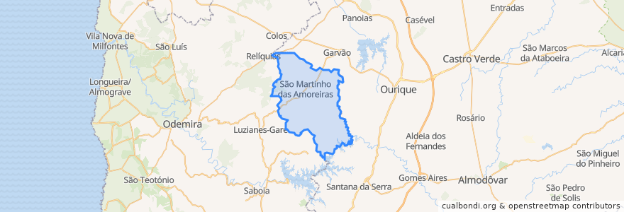 Mapa de ubicacion de São Martinho das Amoreiras.