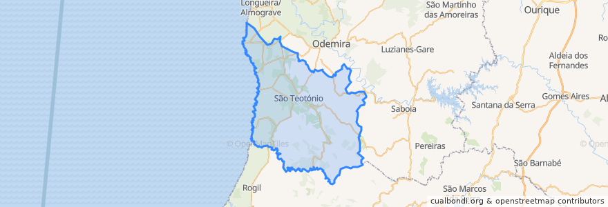 Mapa de ubicacion de São Teotónio.