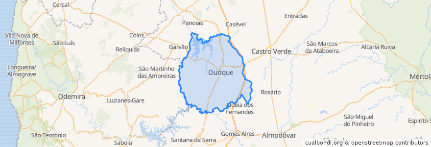 Mapa de ubicacion de Ourique.