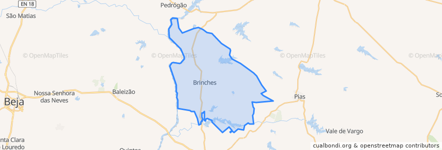 Mapa de ubicacion de Brinches.