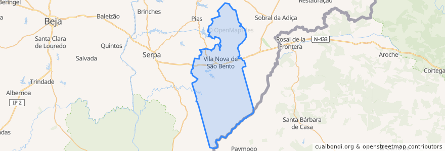 Mapa de ubicacion de Vila Nova de São Bento e Vale de Vargo.