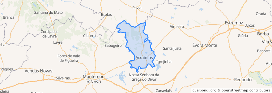 Mapa de ubicacion de Arraiolos.