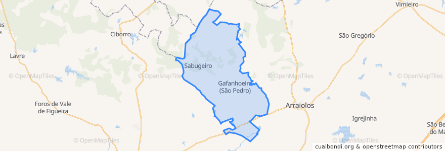 Mapa de ubicacion de Gafanhoeira (São Pedro) e Sabugueiro.