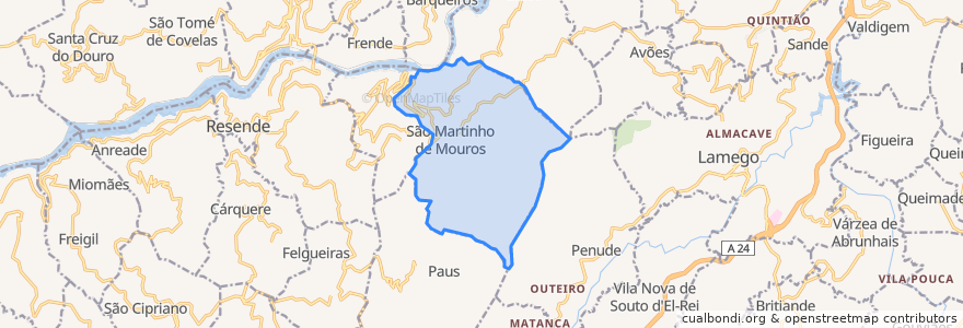 Mapa de ubicacion de São Martinho de Mouros.