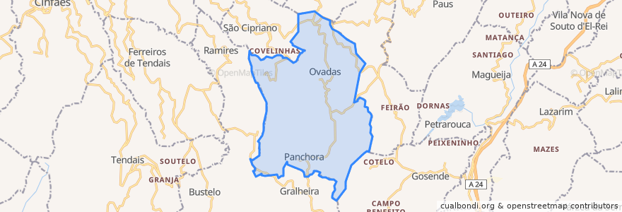 Mapa de ubicacion de Ovadas e Panchora.