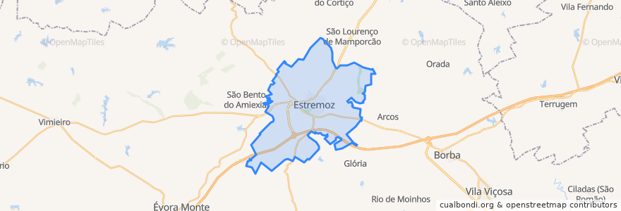 Mapa de ubicacion de Estremoz (Santa Maria e Santo André).