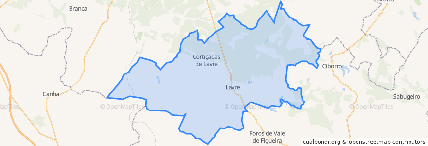 Mapa de ubicacion de Cortiçadas de Lavre e Lavre.