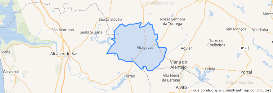 Mapa de ubicacion de Alcáçovas.