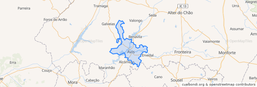 Mapa de ubicacion de Avis.