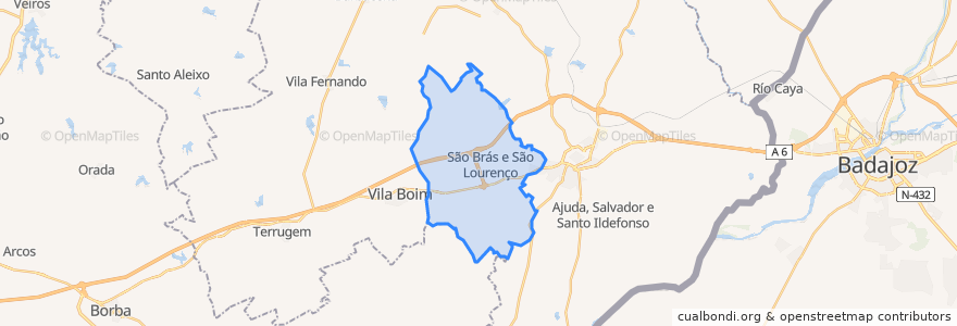 Mapa de ubicacion de São Brás e São Lourenço.