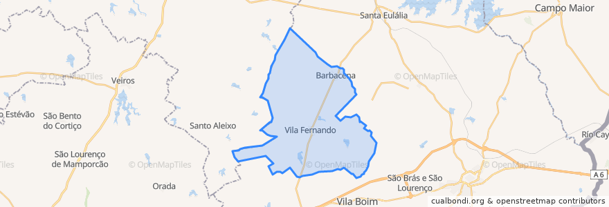 Mapa de ubicacion de Barbacena e Vila Fernando.