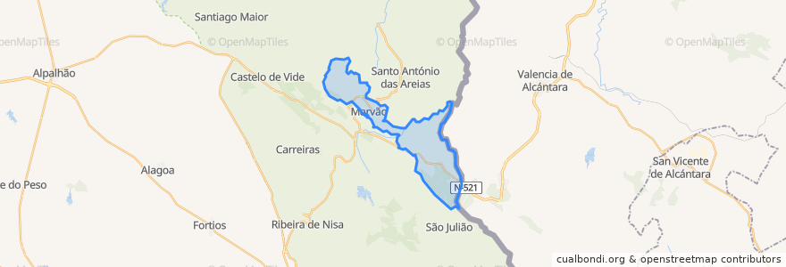 Mapa de ubicacion de Santa Maria de Marvão.