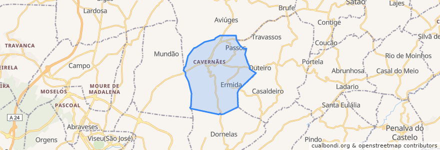 Mapa de ubicacion de Cavernães.