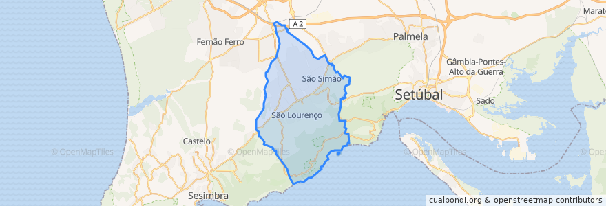 Mapa de ubicacion de Azeitão (São Lourenço e São Simão).