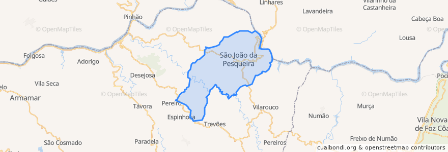 Mapa de ubicacion de São João da Pesqueira e Várzea de Trevões.