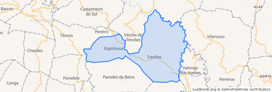 Mapa de ubicacion de Trevões e Espinhosa.