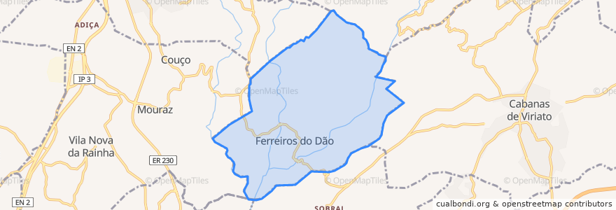 Mapa de ubicacion de Ferreirós do Dão.