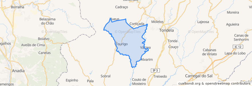 Mapa de ubicacion de Barreiro de Besteiros e Tourigo.