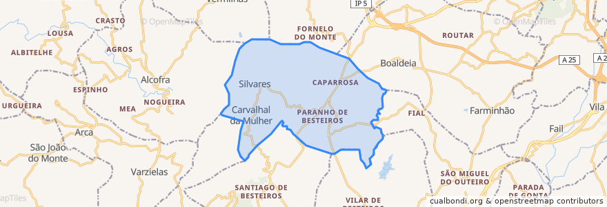 Mapa de ubicacion de Caparrosa e Silvares.