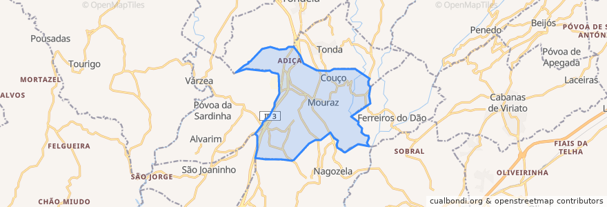 Mapa de ubicacion de Mouraz e Vila Nova da Rainha.