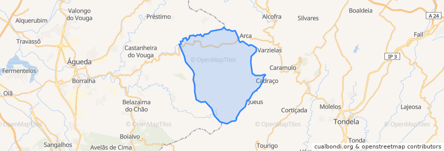 Mapa de ubicacion de São João do Monte e Mosteirinho.