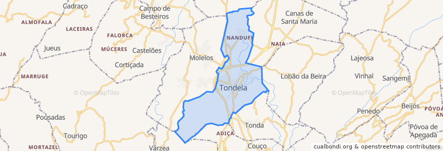 Mapa de ubicacion de Tondela e Nandufe.