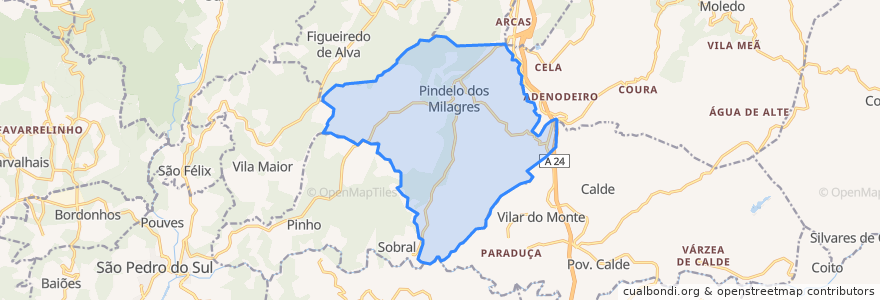 Mapa de ubicacion de Pindelo dos Milagres.