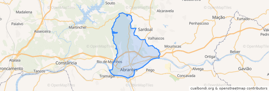 Mapa de ubicacion de Abrantes (São Vicente e São João) e Alferrarede.