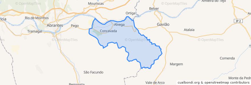 Mapa de ubicacion de Alvega e Concavada.