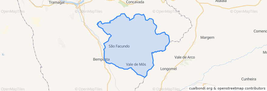 Mapa de ubicacion de São Facundo e Vale das Mós.