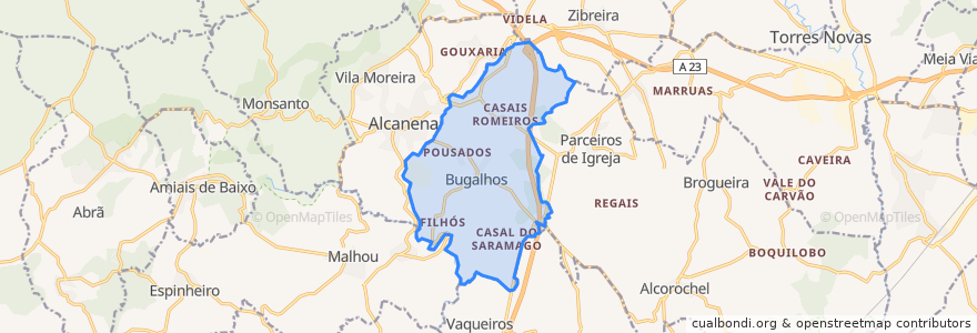 Mapa de ubicacion de Bugalhos.