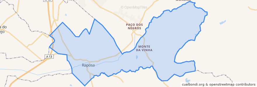 Mapa de ubicacion de Raposa.