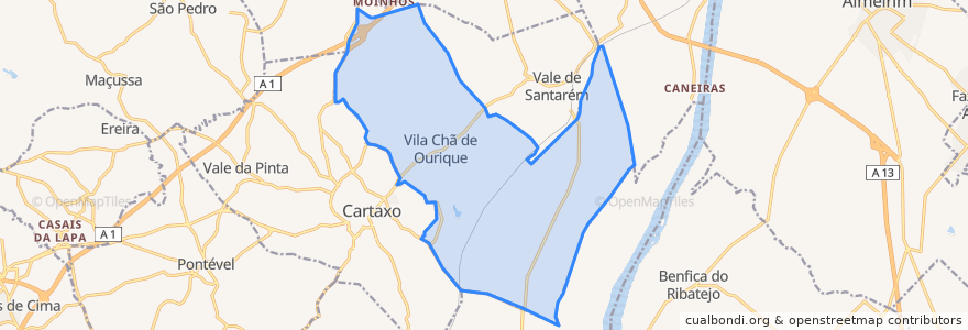 Mapa de ubicacion de Vila Chã de Ourique.