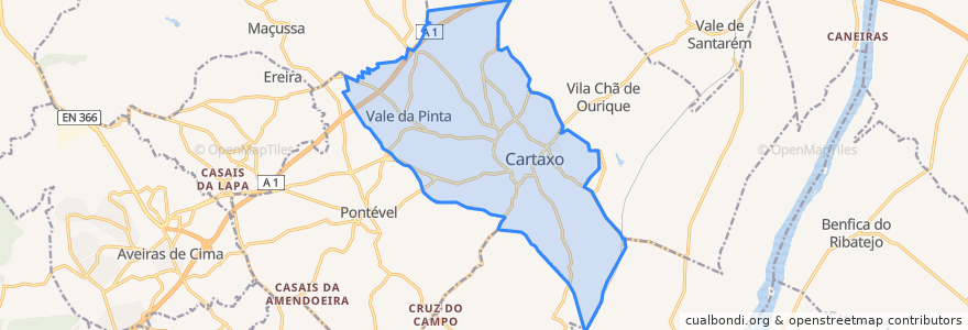 Mapa de ubicacion de Cartaxo e Vale da Pinta.