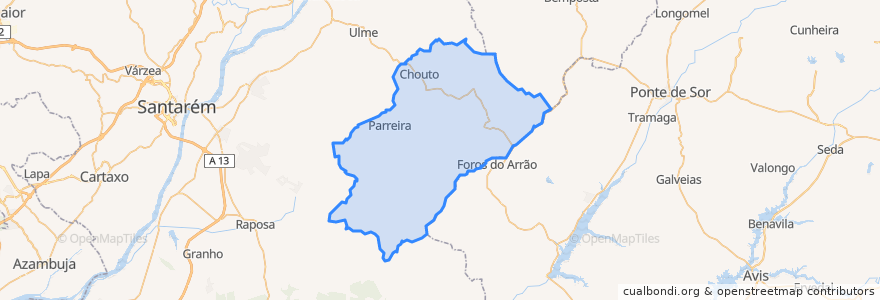 Mapa de ubicacion de Parreira e Chouto.