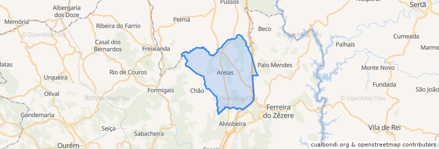 Mapa de ubicacion de Areias e Pias.